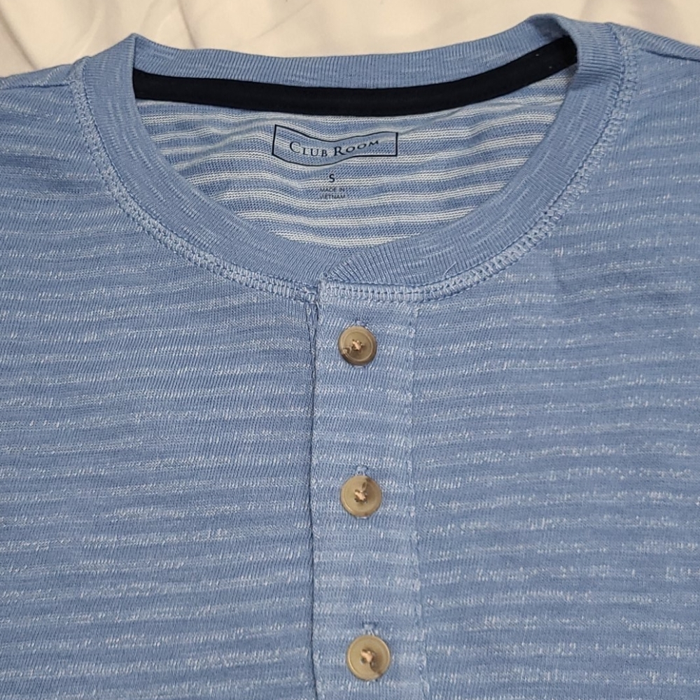 12 Club Rm Henley long-sleeve blue striped